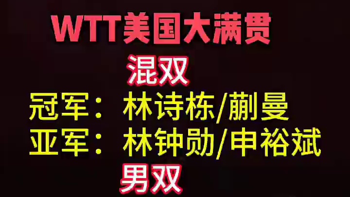 WTT美国大满贯 #乒乓球#国乒
比赛成绩