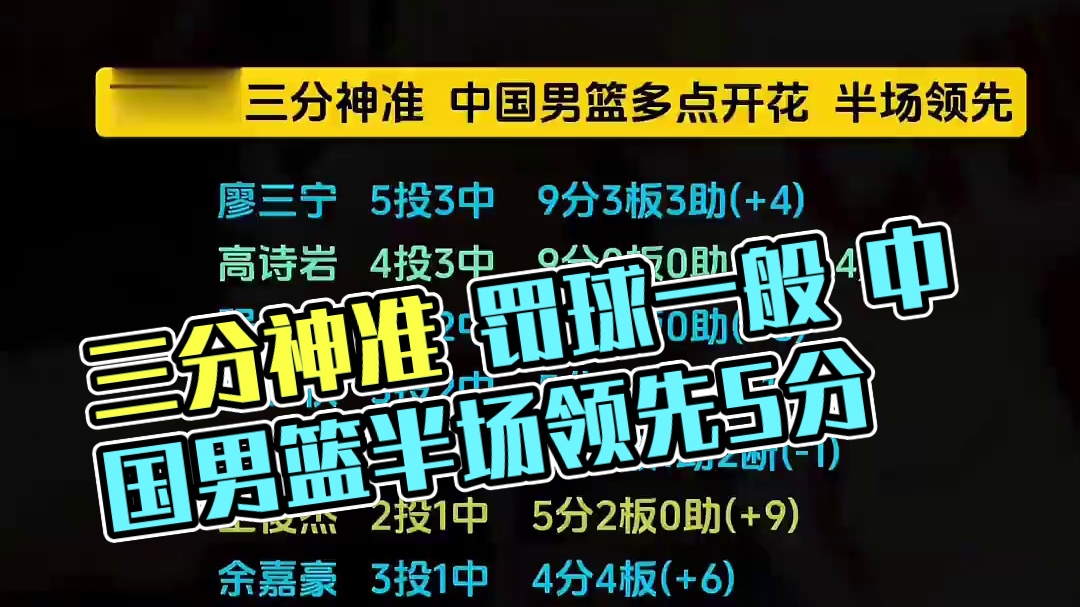 三分神准 罚球一般 中国男篮半场领先5分#中国男篮VS波黑男篮#中国男篮#中国男篮热身赛