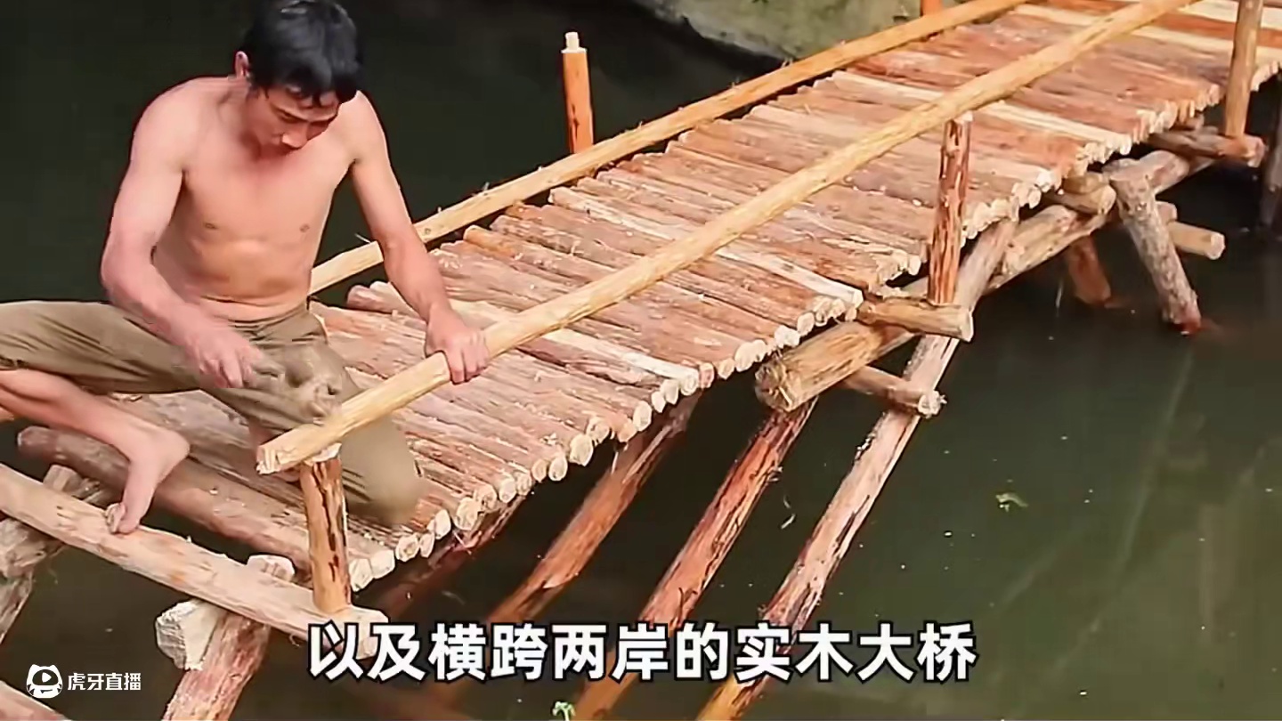 男人徒手炼制铁器，成功在野外搭建豪华的河景木屋（上） #野外建造   #荒野建造   #野外生存