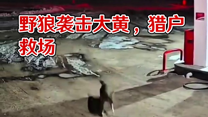 一群饥饿的野狼跑进国道加油站袭击巡夜的大黄狗