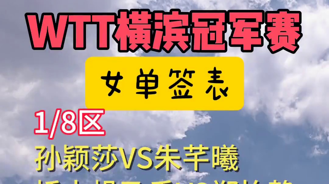 WTT横滨冠军赛 #乒乓球#国乒
WTT横滨冠军赛2025将于8月7日至8月11日，在日本横滨文化体