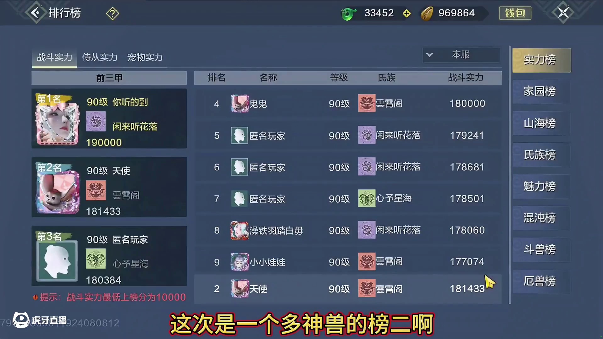 5神兽多偏转 5400攻金木双修 顶级双侍从 多情绪时装外观 各方面齐全 榜二#妄想山海 #妄想山海