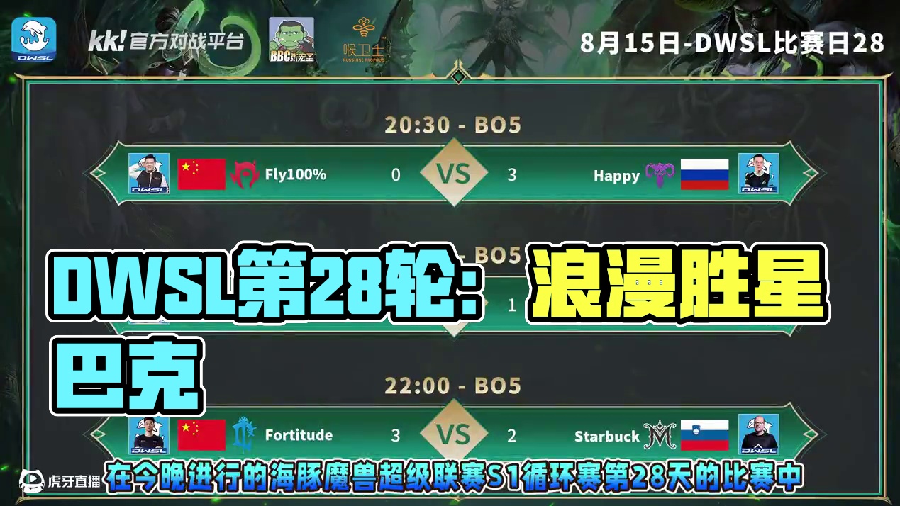 Happy胜Fly，Lyn胜Moon，浪漫胜星巴克！ 8月15日DWSL魔兽争霸超级联赛循环赛第28