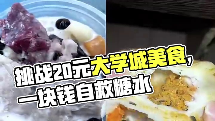 挑战用二十块钱吃遍大学城随机美食  可以吃到啥？！