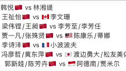 2025年中国香港羽毛球公开赛，9月13日各单项半决赛赛程☝️国羽加油#羽毛球比赛 #香港羽毛球公开