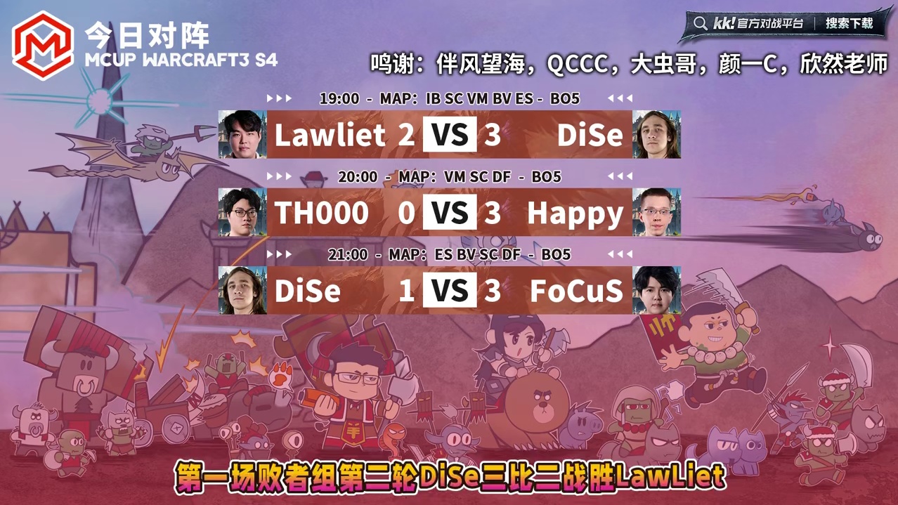 Happy挺进决赛，TH000和FoCuS争夺决赛权！ 9月18日Mcup全随机ATR魔兽争霸趣味赛