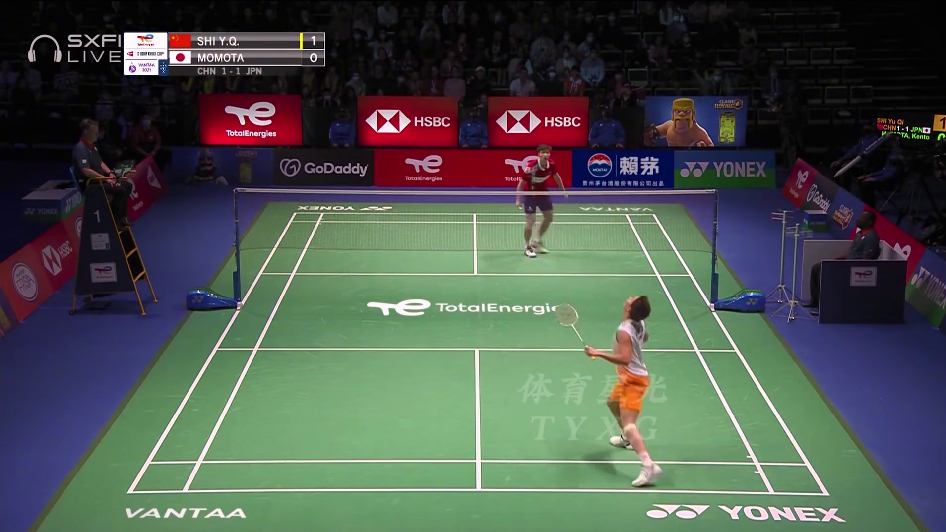 一剪到底｜2021年苏迪曼杯决赛石宇奇vs桃田贤斗， 石头致命平高骗麻桃田，世一劈名不虚传！#羽毛球