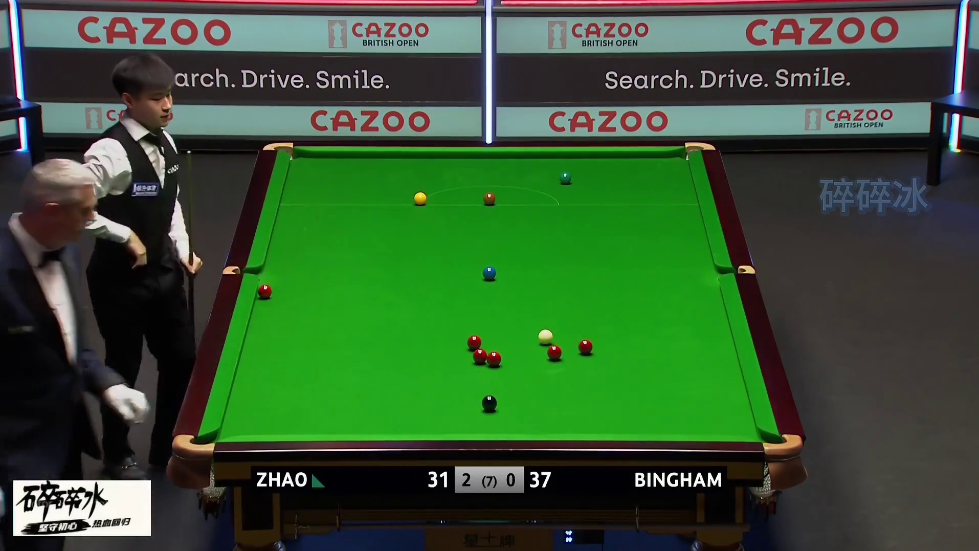 赵心童再战英国公开赛，3-0强势领先宾汉姆，这么大才能冲冠！