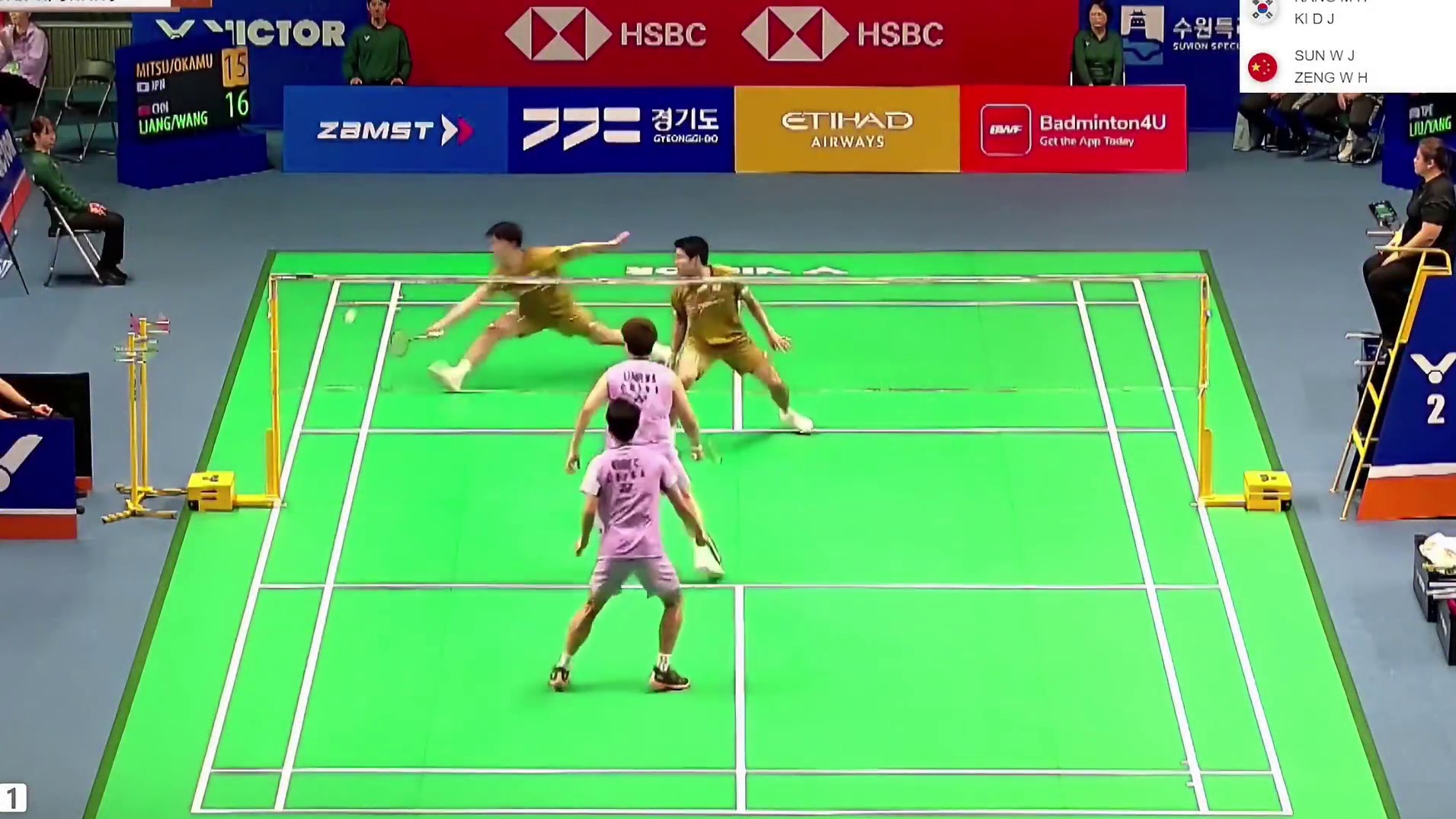 2025韩国羽毛球公开赛，梁王进入状态较快，局后段反超，以21-18拿下首局