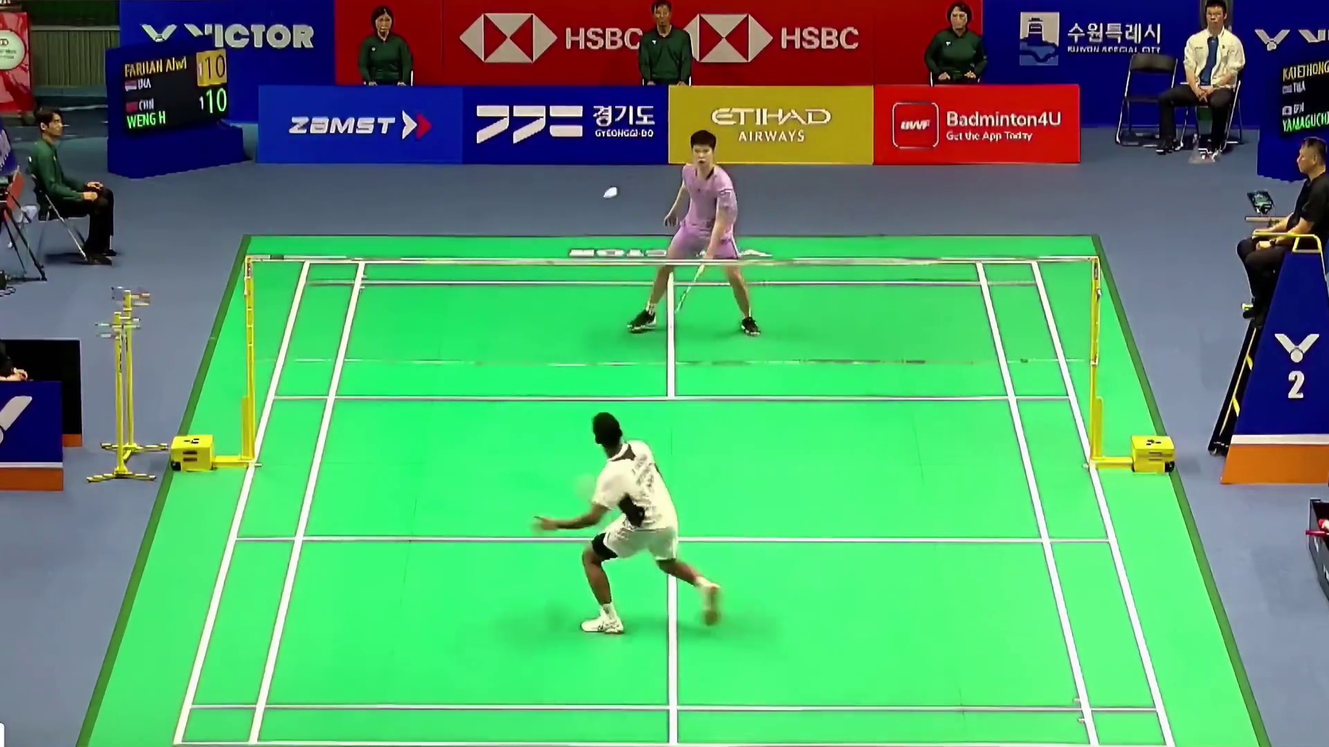 决胜局双方争夺激烈，翁泓阳的体能明显下降，法汉抓住机会，完成逆转