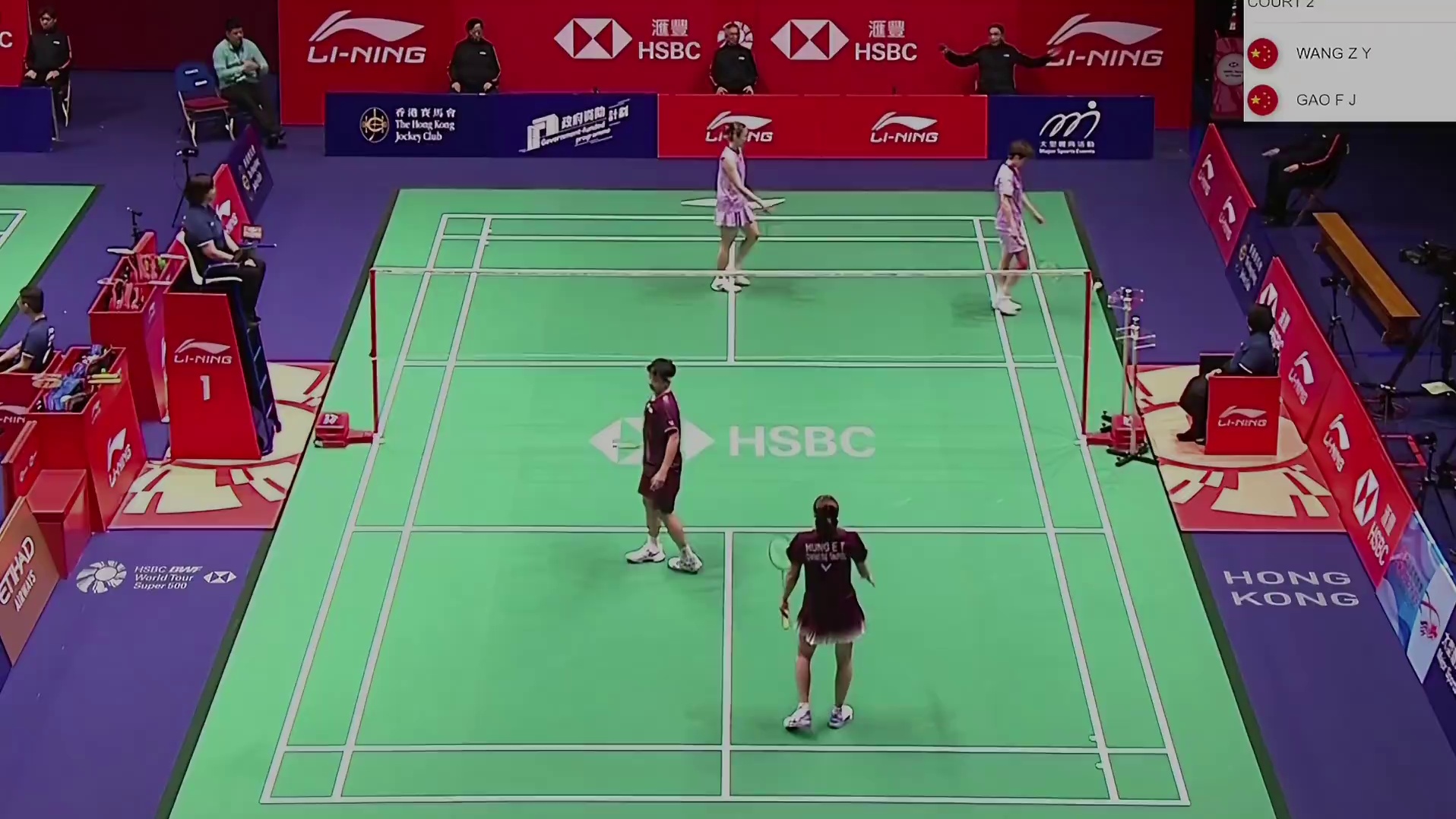 凡贤组合的高质量网前控制，连贯的中后场进攻，以21-12拿下首局