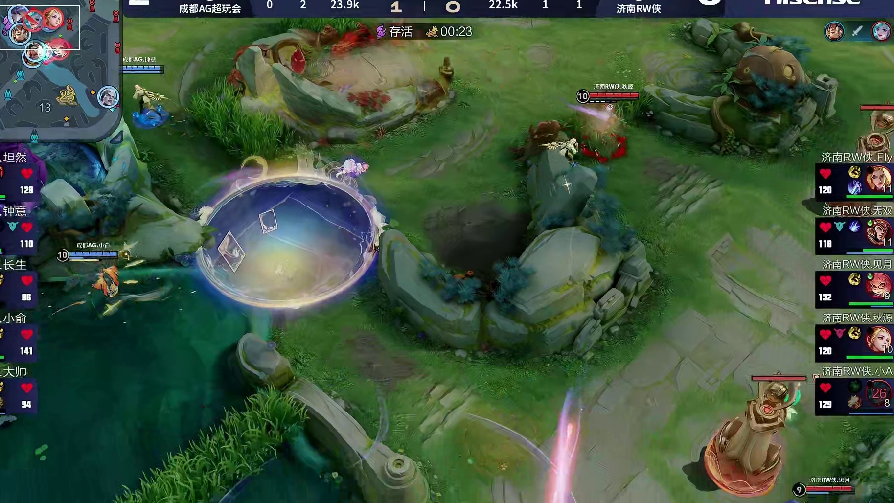 小A朵莉亚野区被镜定身，镜拿下一血