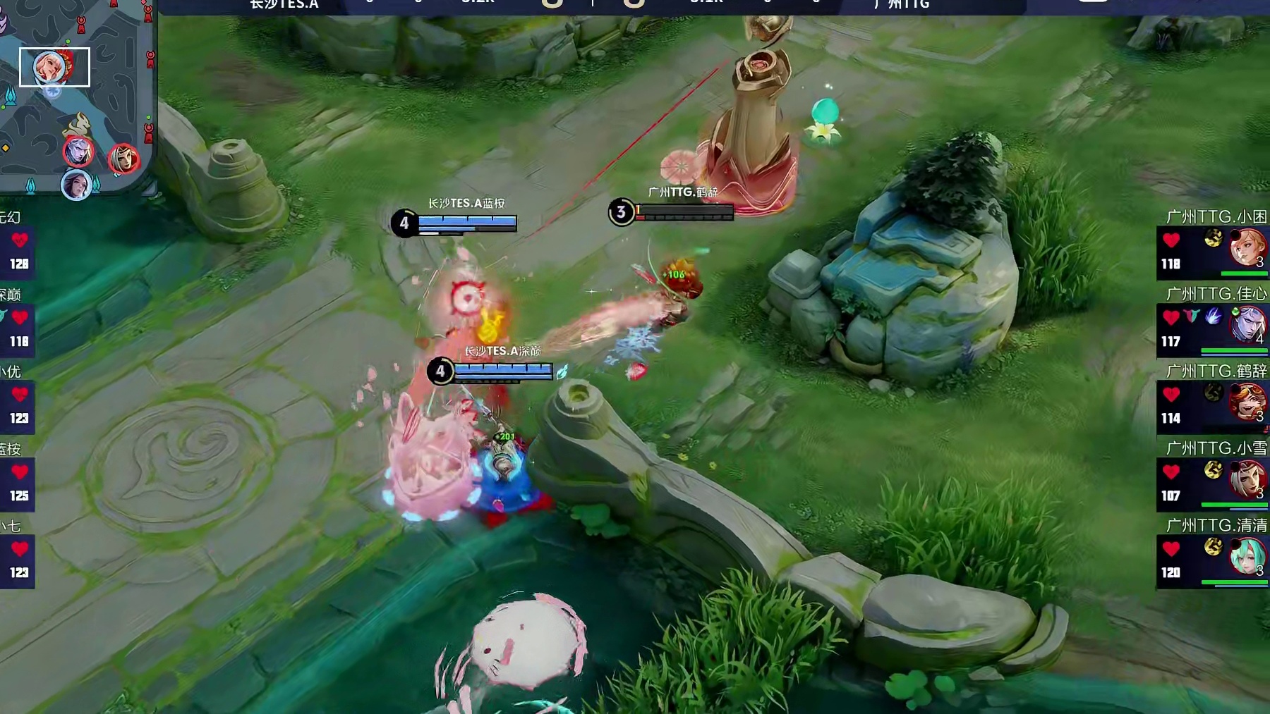 深巅元坦控制减速留人，公孙离配合输出击杀沈梦溪拿到一血