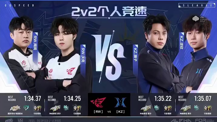 【2025S联赛秋季赛常规赛】第一周第二日第三场2v竞速赛
RW vs KZ
第五局：龙晶湖 新人沃