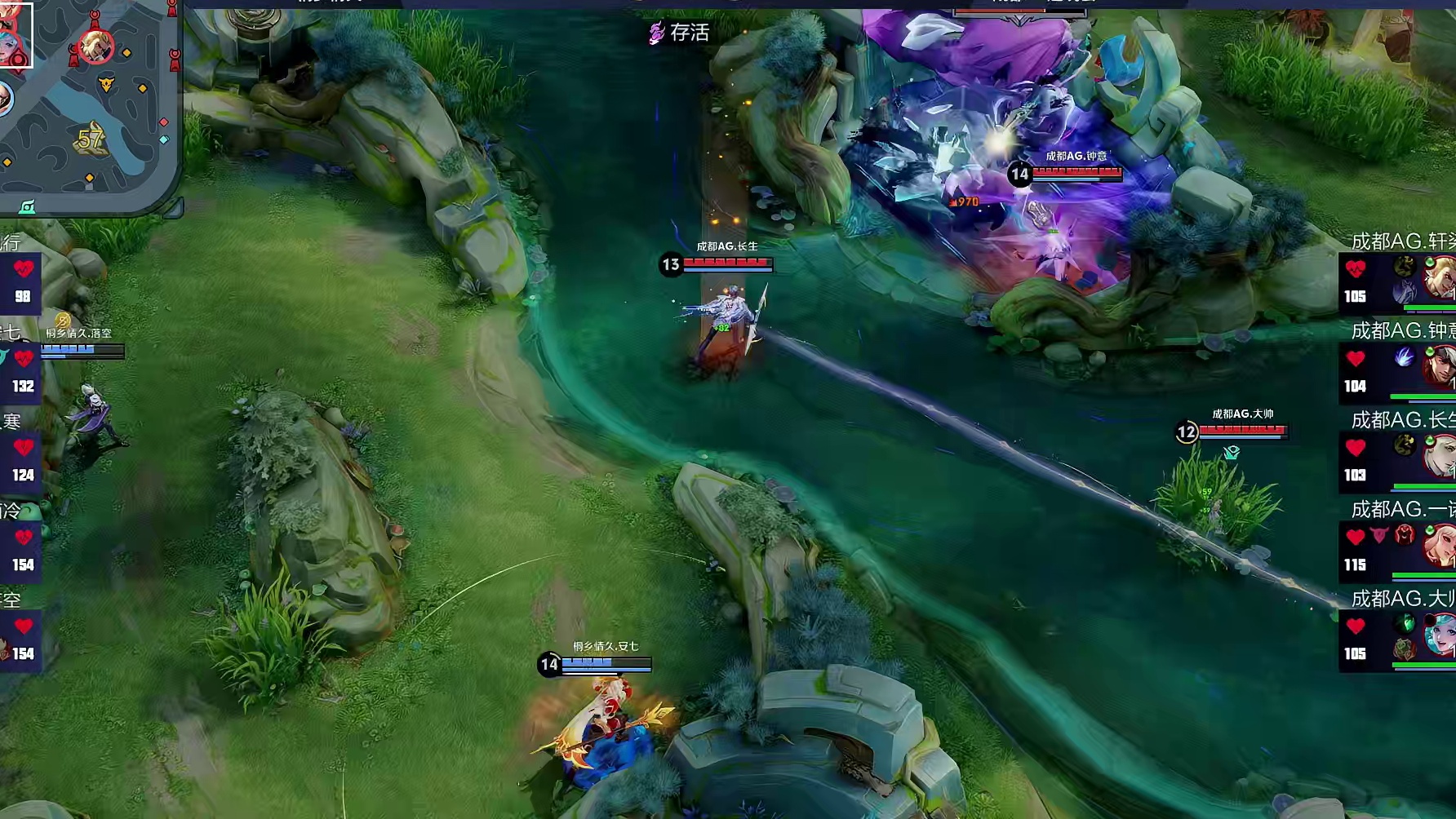 双方河道爆发团战，情久抢下暗影暴君并完成零换三顺势破掉水晶