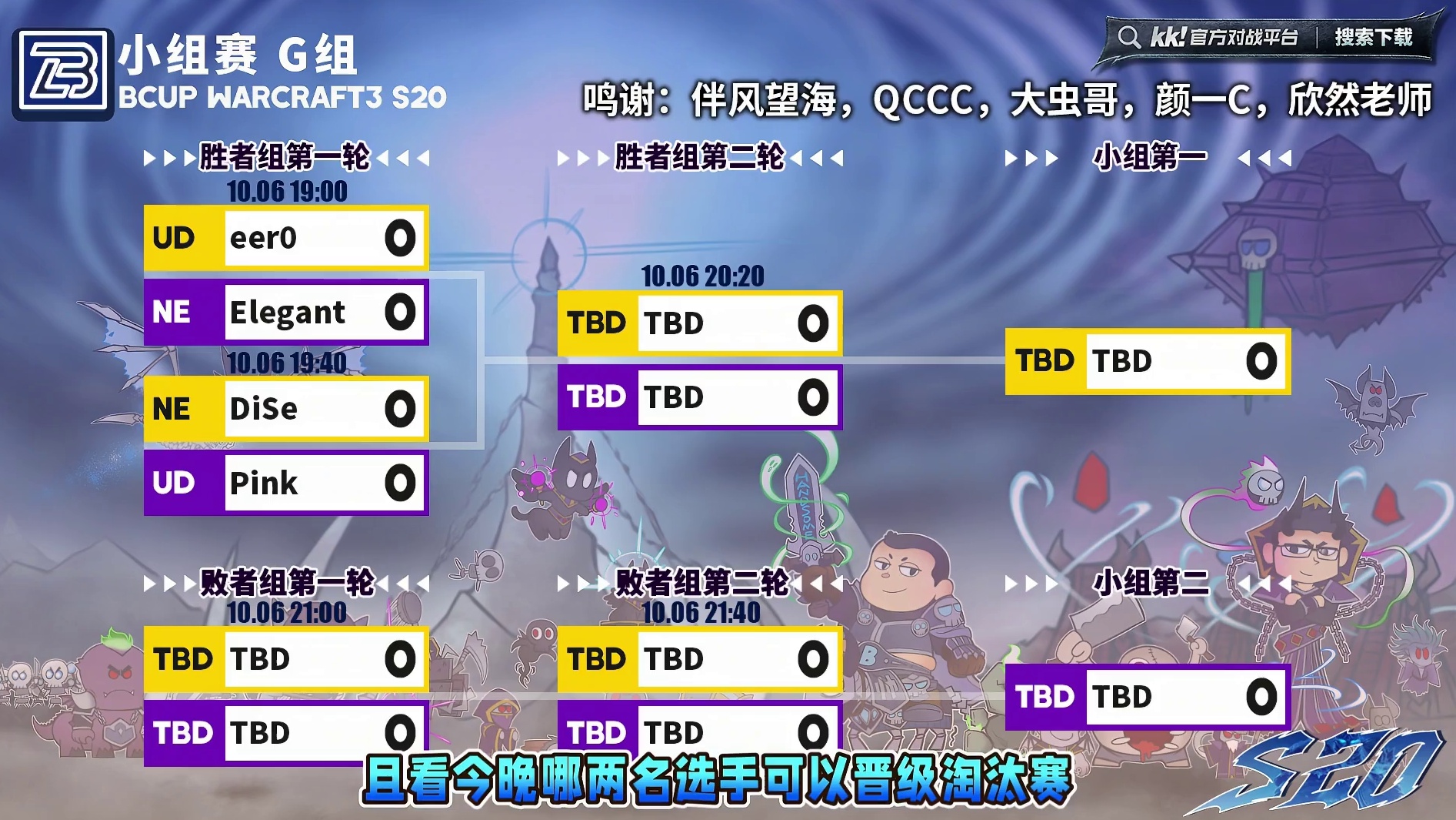 eer0，Dise，Pink，虎王登场！ 10月6日19点直播Bcup魔兽争霸赛第20赛季G组小组赛