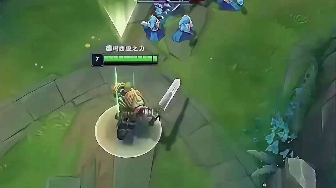 乌兹看着盖伦的精彩表现，笑得合不拢嘴