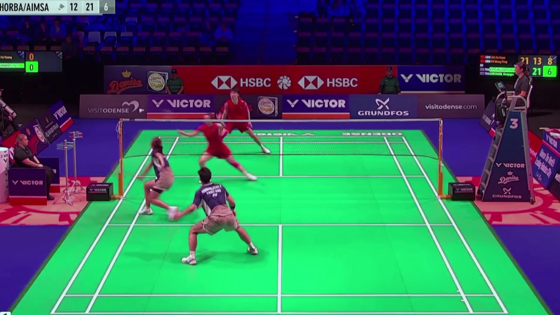 进入决胜局后，炫梦加强攻势和减少失误，以21-17锁定胜局