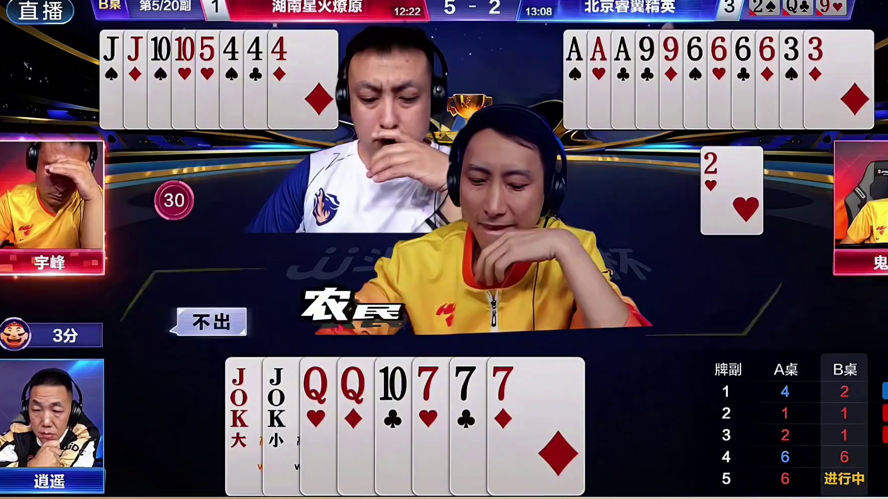 残局宇峰和鬼哥严防死守打出默契配合攻破地主的大三角牌型