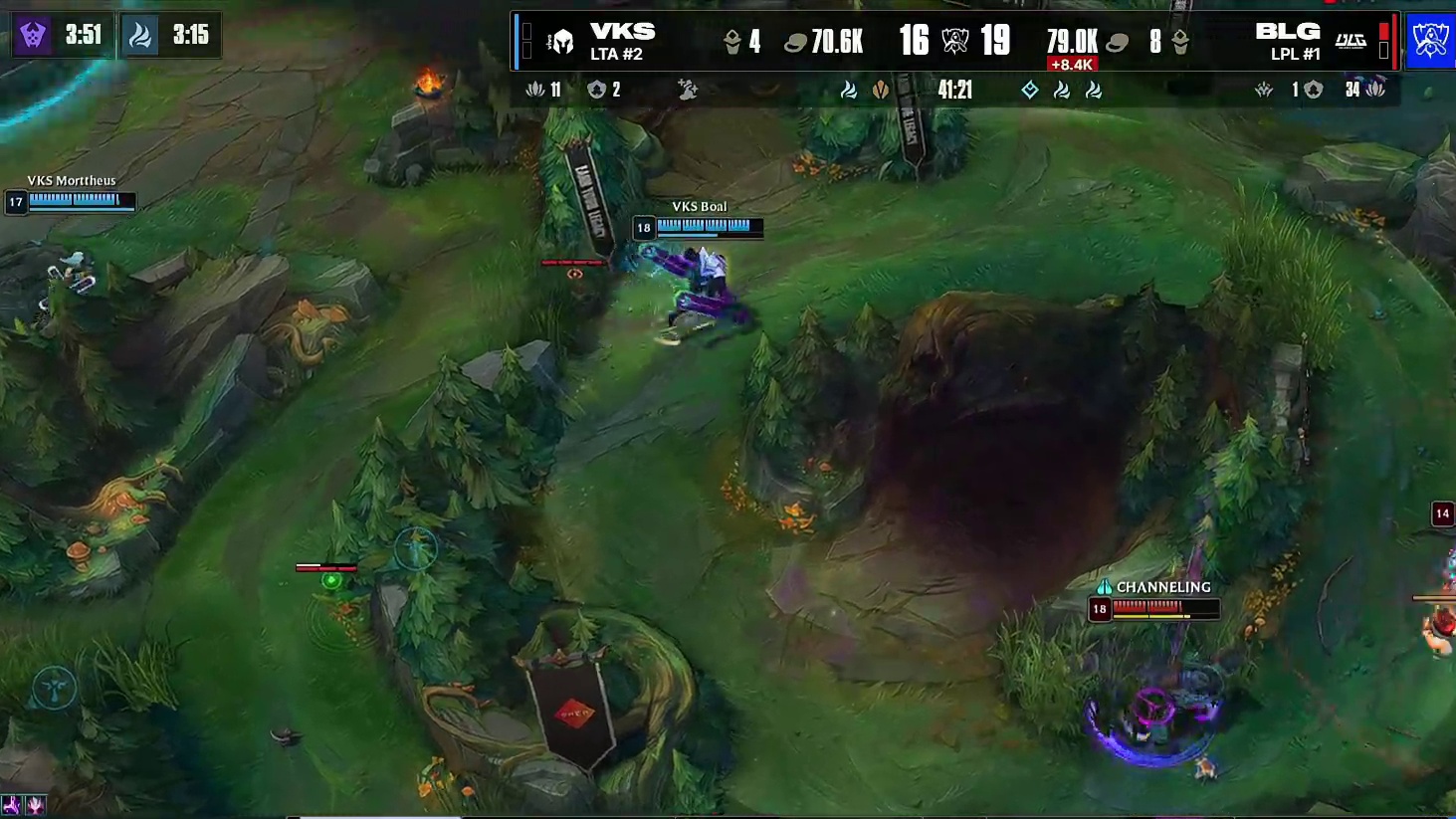 BLG下路推进被阻挡，双方1换1