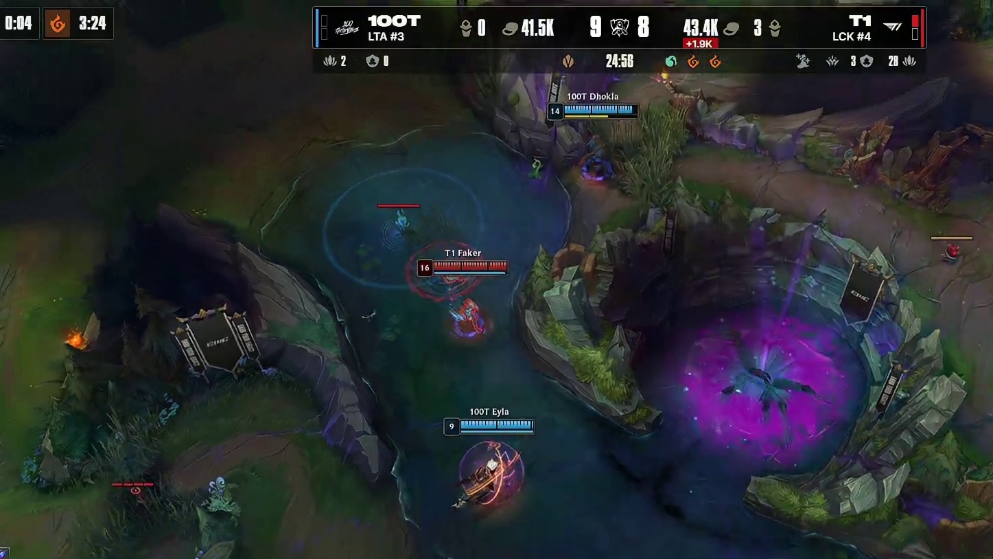 100T尝试先动Faker无果，T1打出1换3