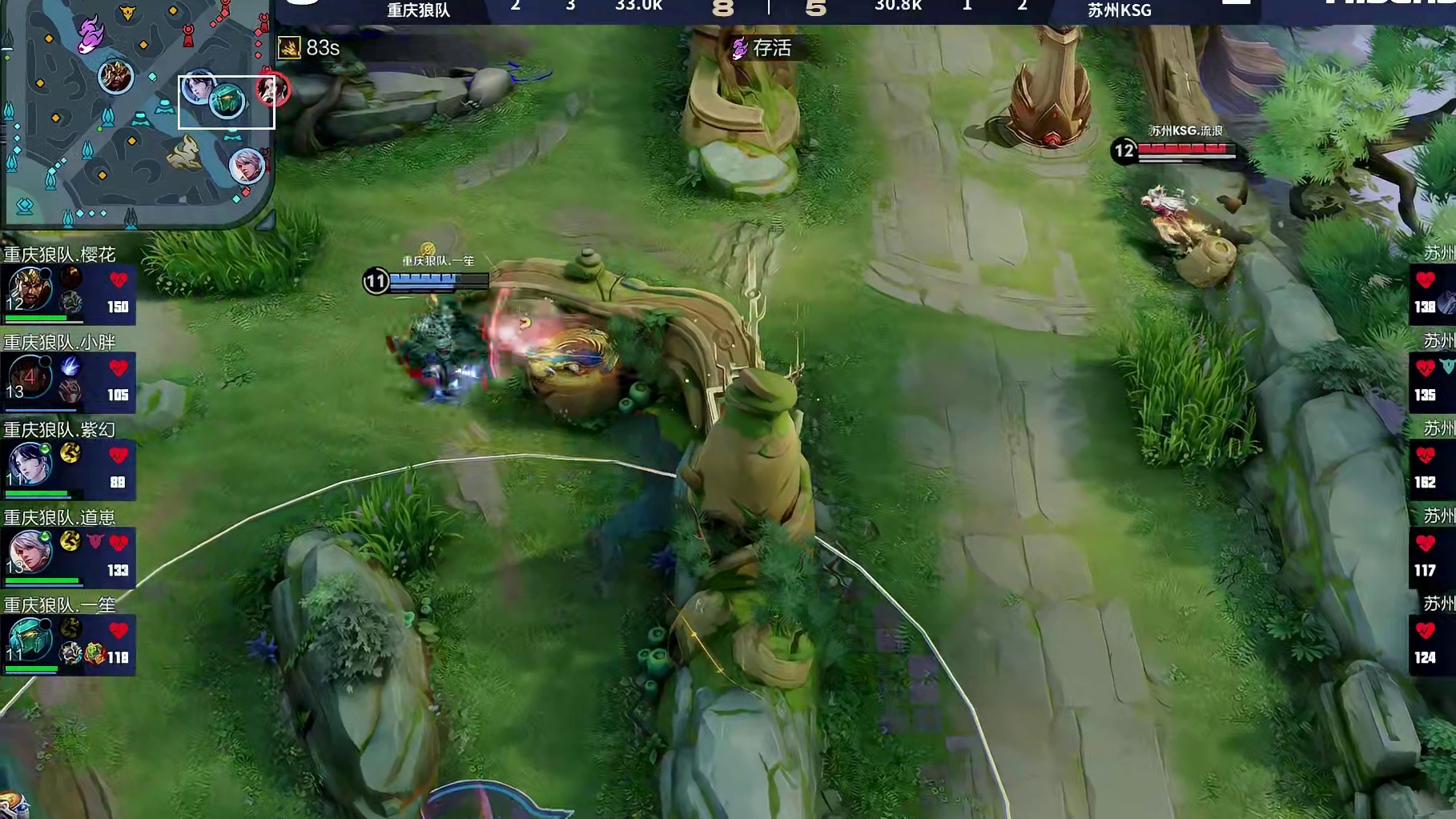 双方在龙坑爆发团战，狼队打出一换二后顺势收下暗影暴君