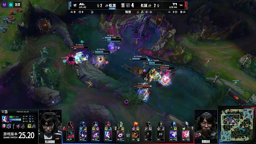 【第五局】AL大龍逼團(tuán)，T1三人阻擋，AL打出1換3