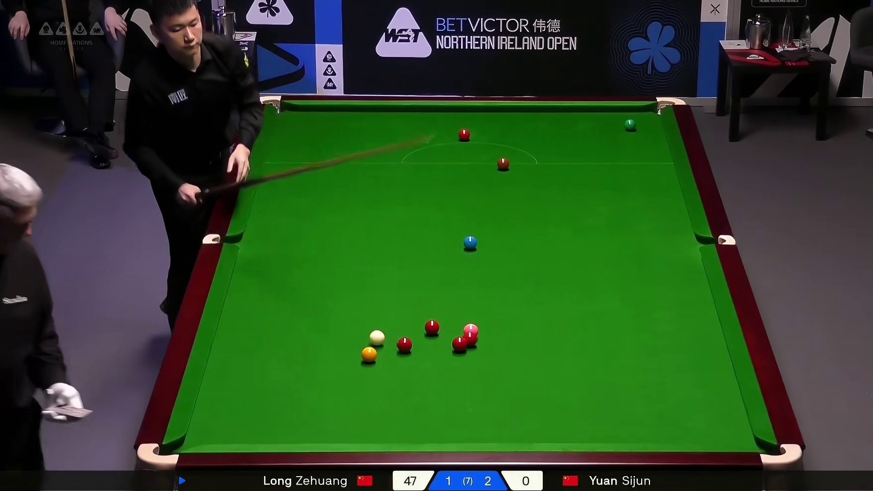 正播斯诺克北爱尔兰公开赛：龙泽煌2—2袁思俊！教科书走位太牛