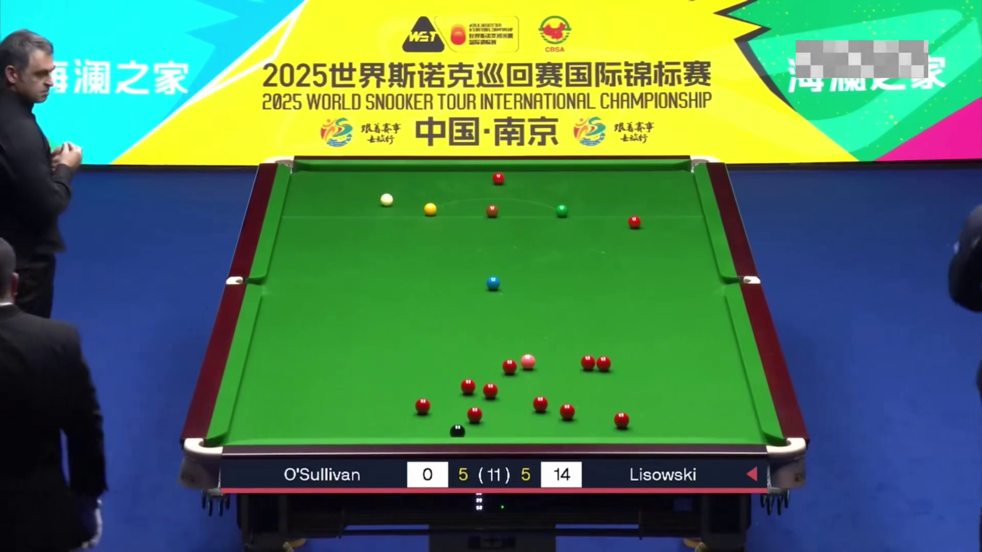 2025世界斯诺克巡回赛国际锦标赛，32进16，奥沙利文vs利索夫斯基，利索夫斯基在双赛点局，打丢关