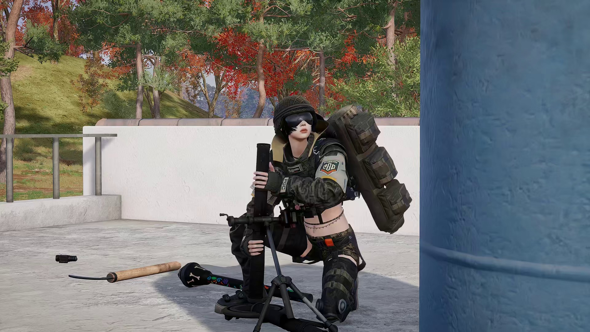 PUBG重火力，迫击炮 60毫米的炮弹轰不开厕所石棉瓦的顶棚！？