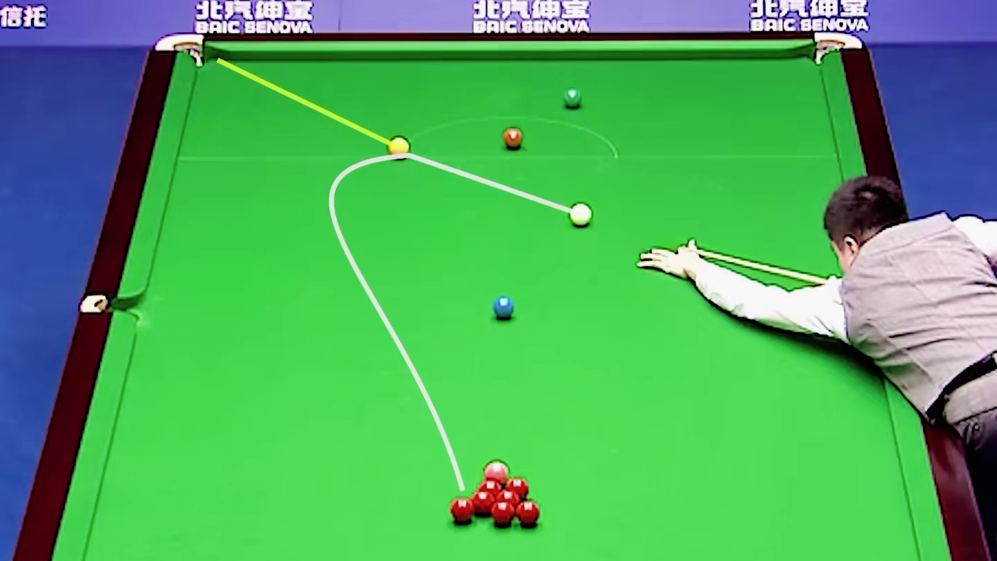 丁俊晖身陷绝境背水一战，一杆弧形炸球强行绝杀