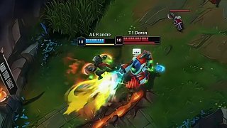 Flandre絲血反殺Doran，德萊文遠(yuǎn)程R收割殘血。 本場Flandre達(dá)成全球總決賽100殺！