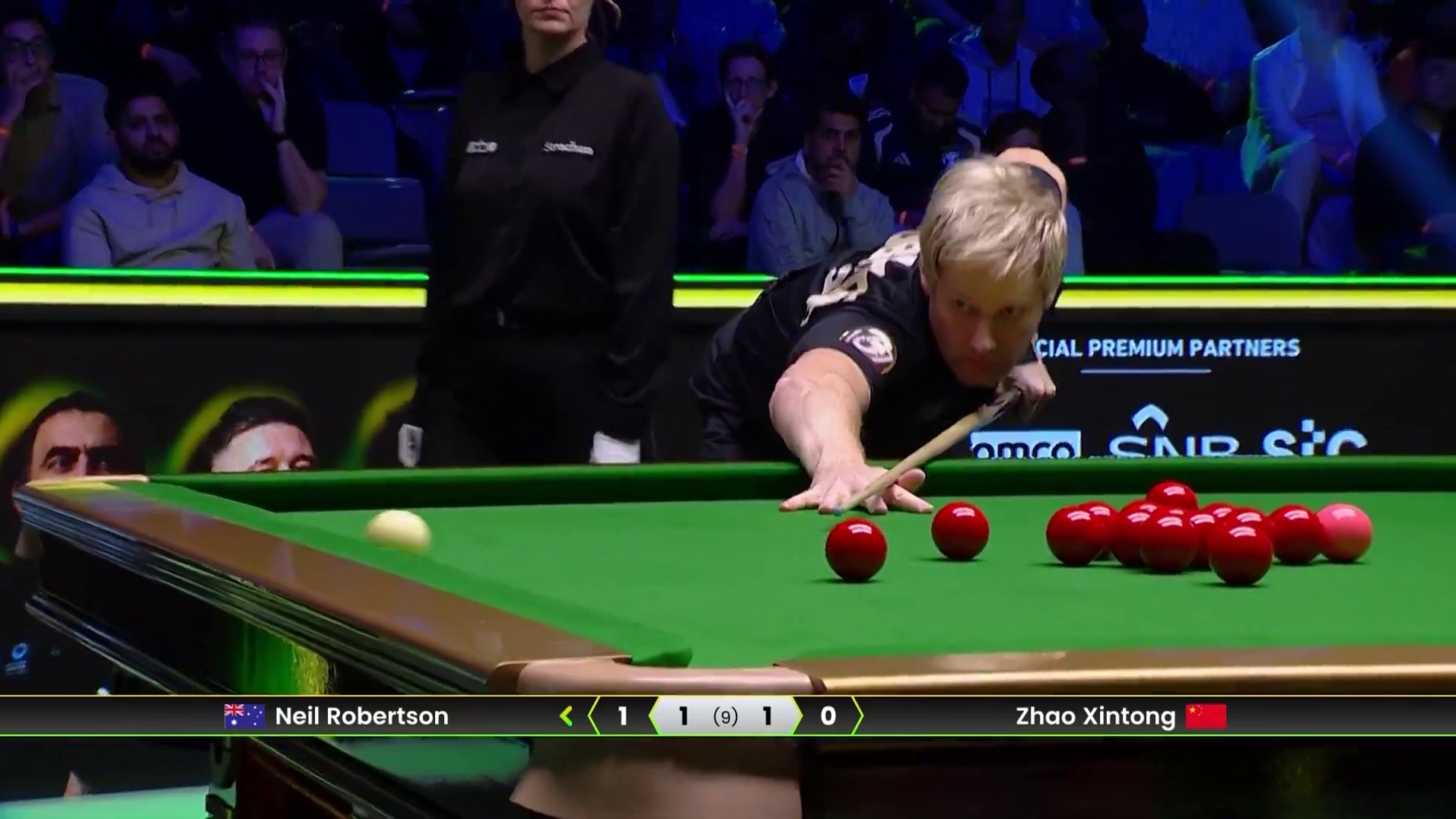 赵心童VS尼尔·罗伯逊 决赛 2025斯诺克利雅得锦标赛 第三局
