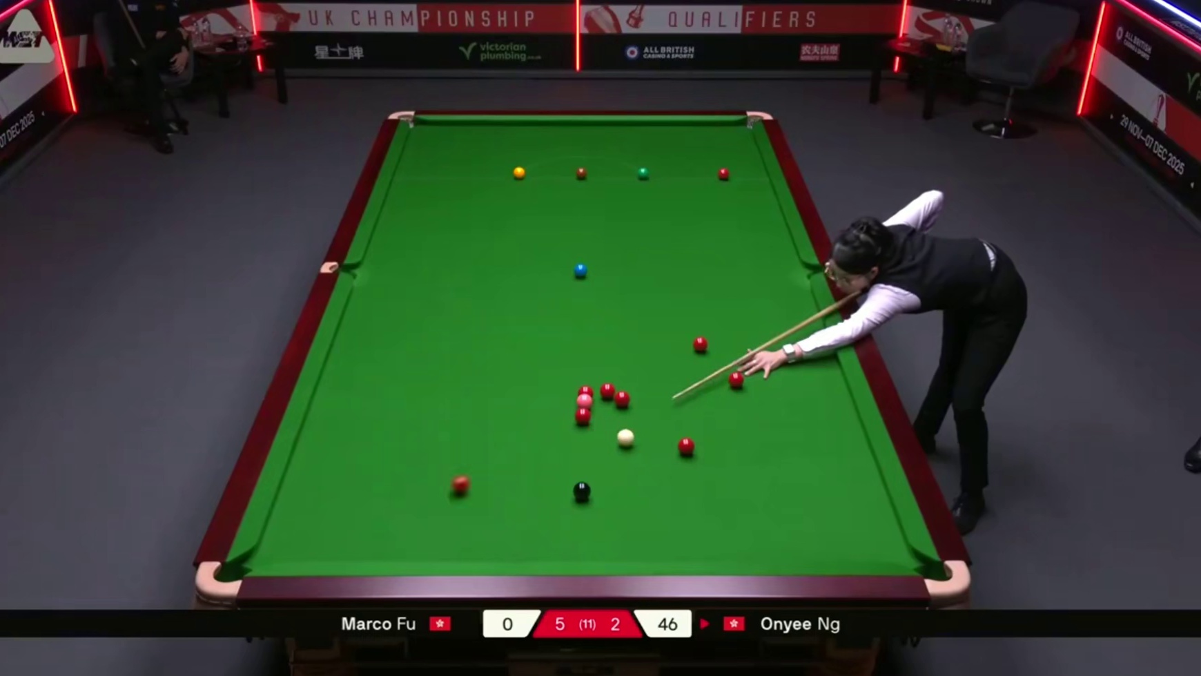 2025斯诺克英国锦标赛；傅家俊vs吴安仪
