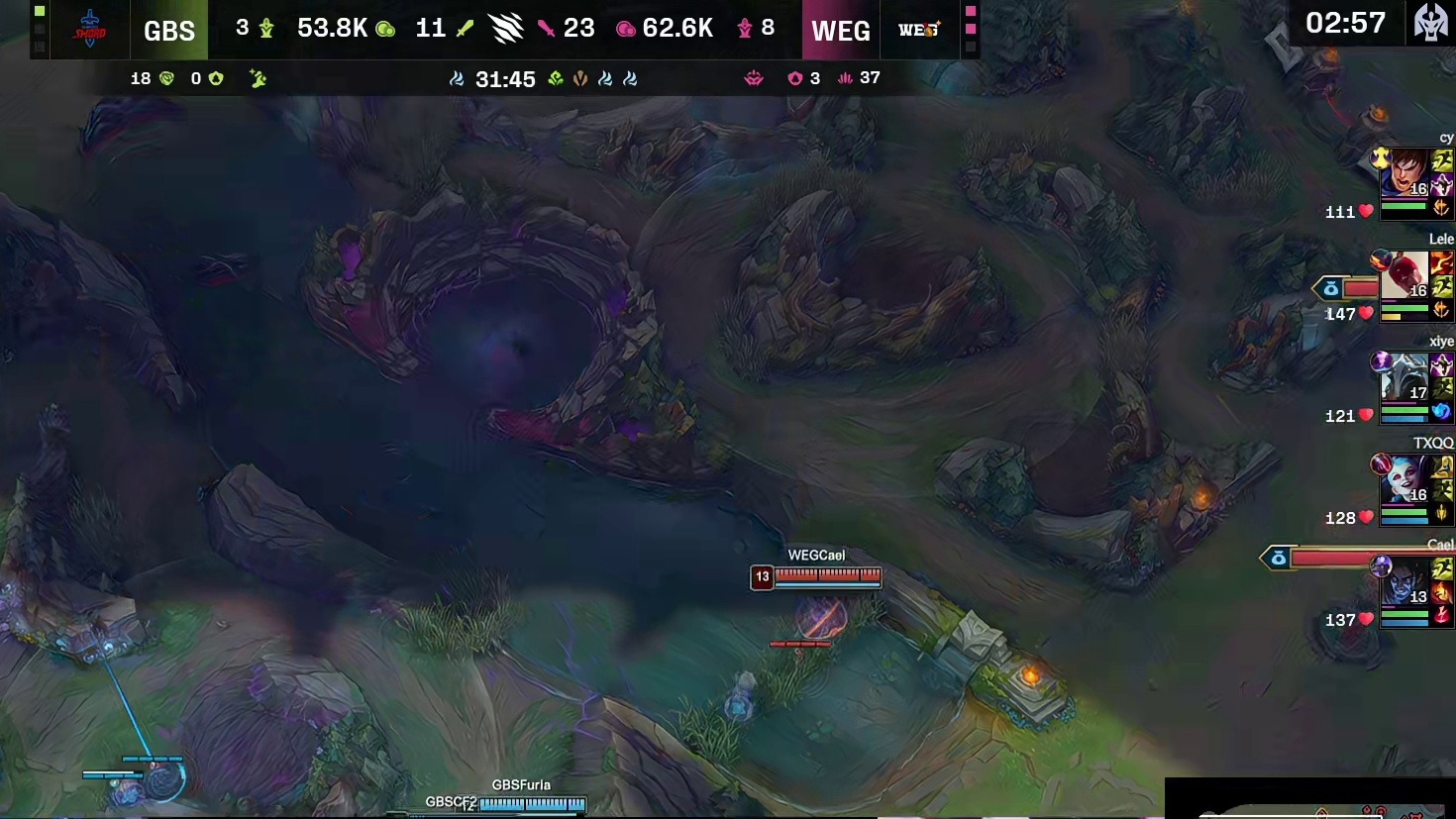 【第四局】WEG大龙逼团，GBS打出3换2，WEG拿下大龙