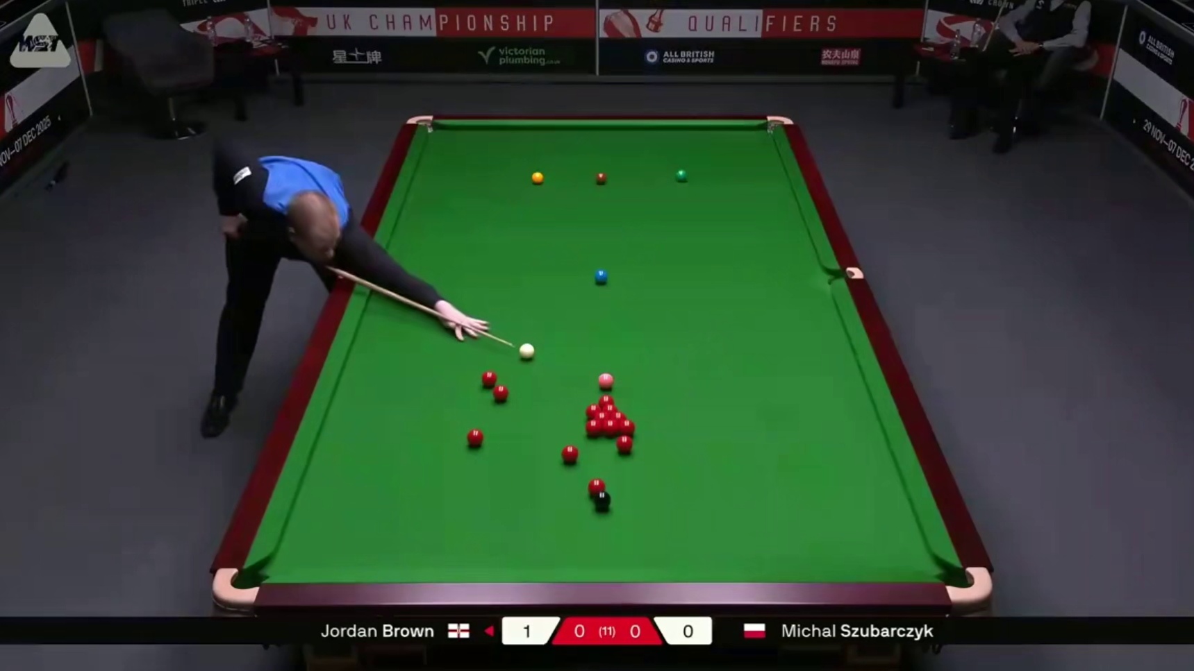 2025斯诺克英国锦标赛：布朗vs苏巴尔奇