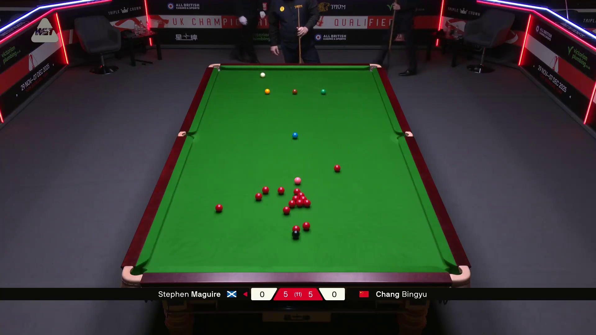 斯蒂芬·马奎尔VS常冰玉 2025斯诺克英锦赛资格赛 第十一局