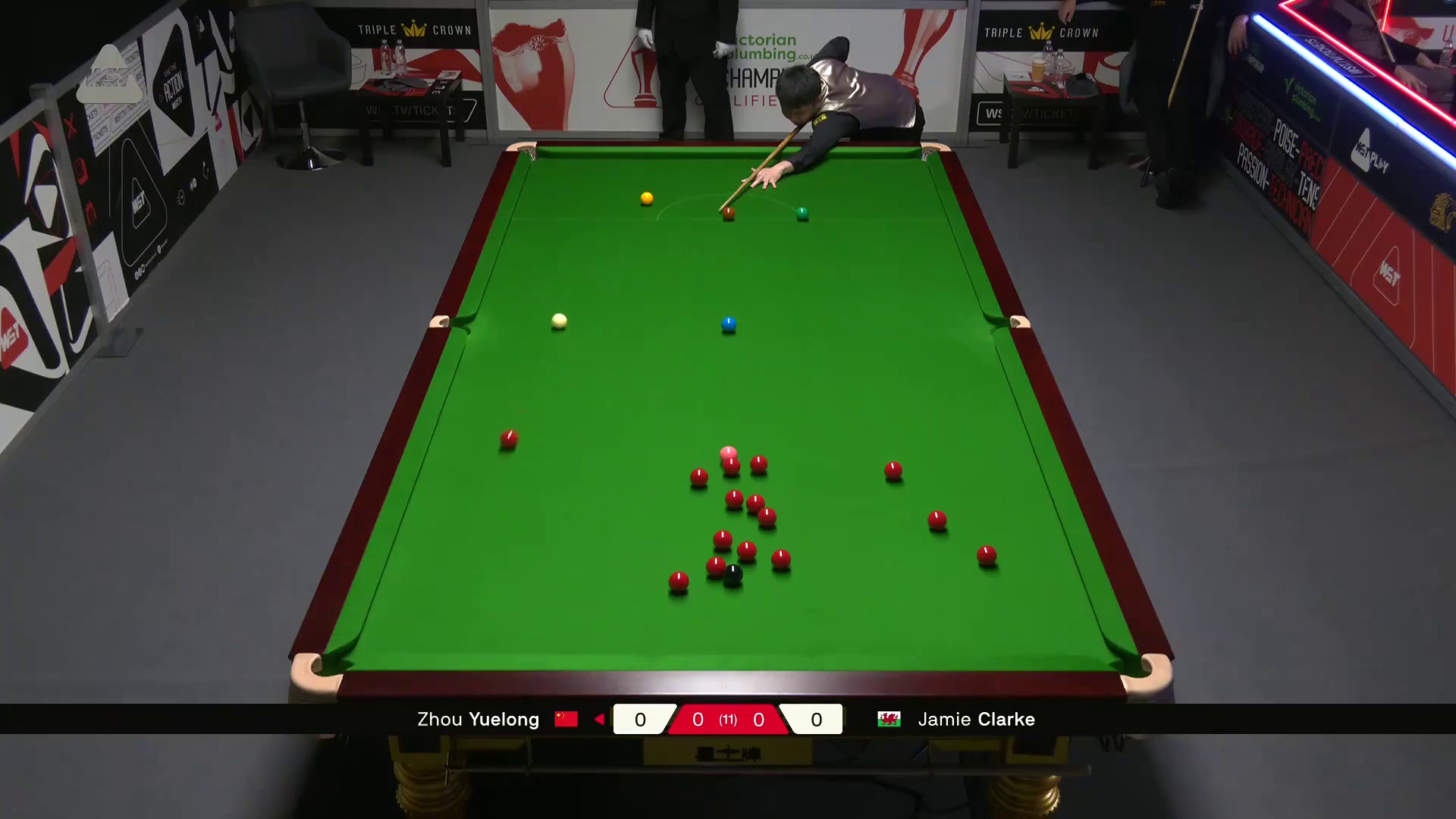 詹姆·克拉克VS周跃龙 2025斯诺克英国锦标赛资格赛 第一局
