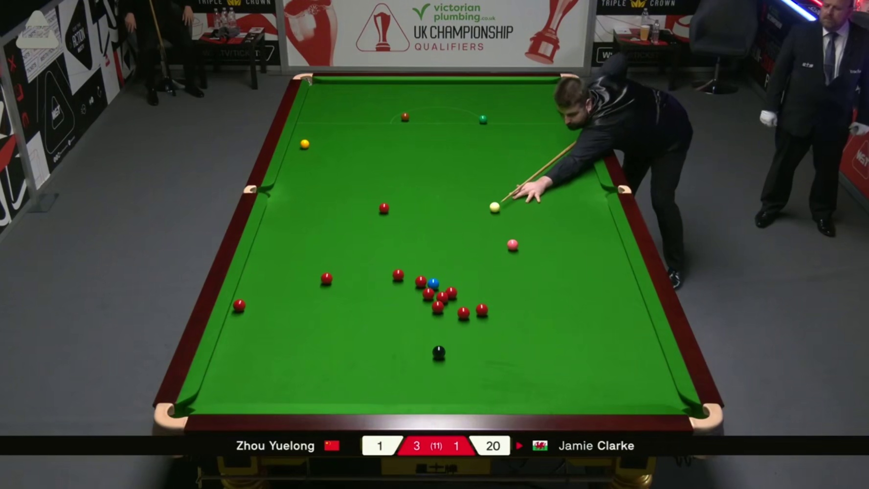 2025斯诺克英国锦标赛：克拉克vs周跃龙