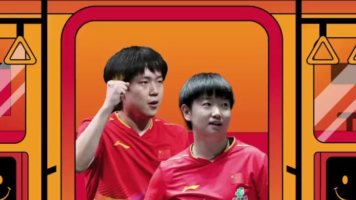 WTT香港总决赛王楚钦孙颖莎混双宣传视频，这真的很有香港特色了，下一站：王楚钦孙颖莎 不拿拿香蕉猫的