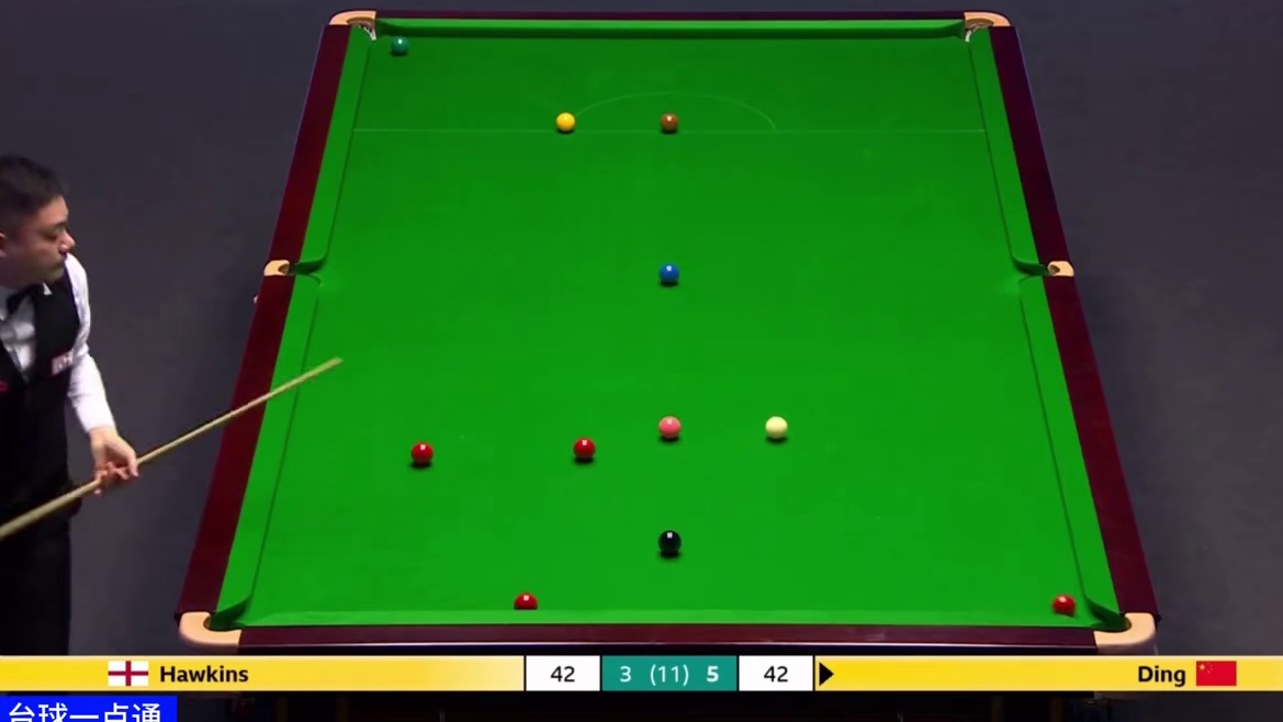 英锦赛：丁俊晖顶级火力疯狂五连鞭，6:3淘汰霍金斯