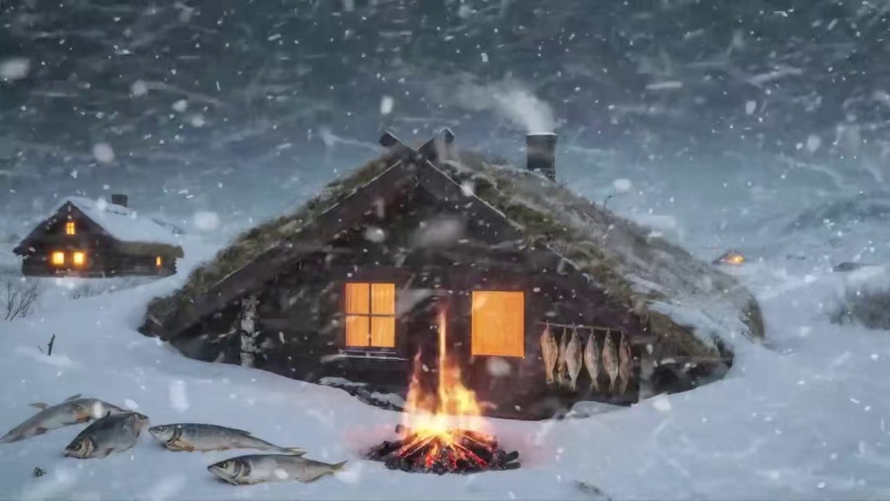 荒野小屋很温暖，可以阻挡住嘶吼的风雪，让人安心入眠 #