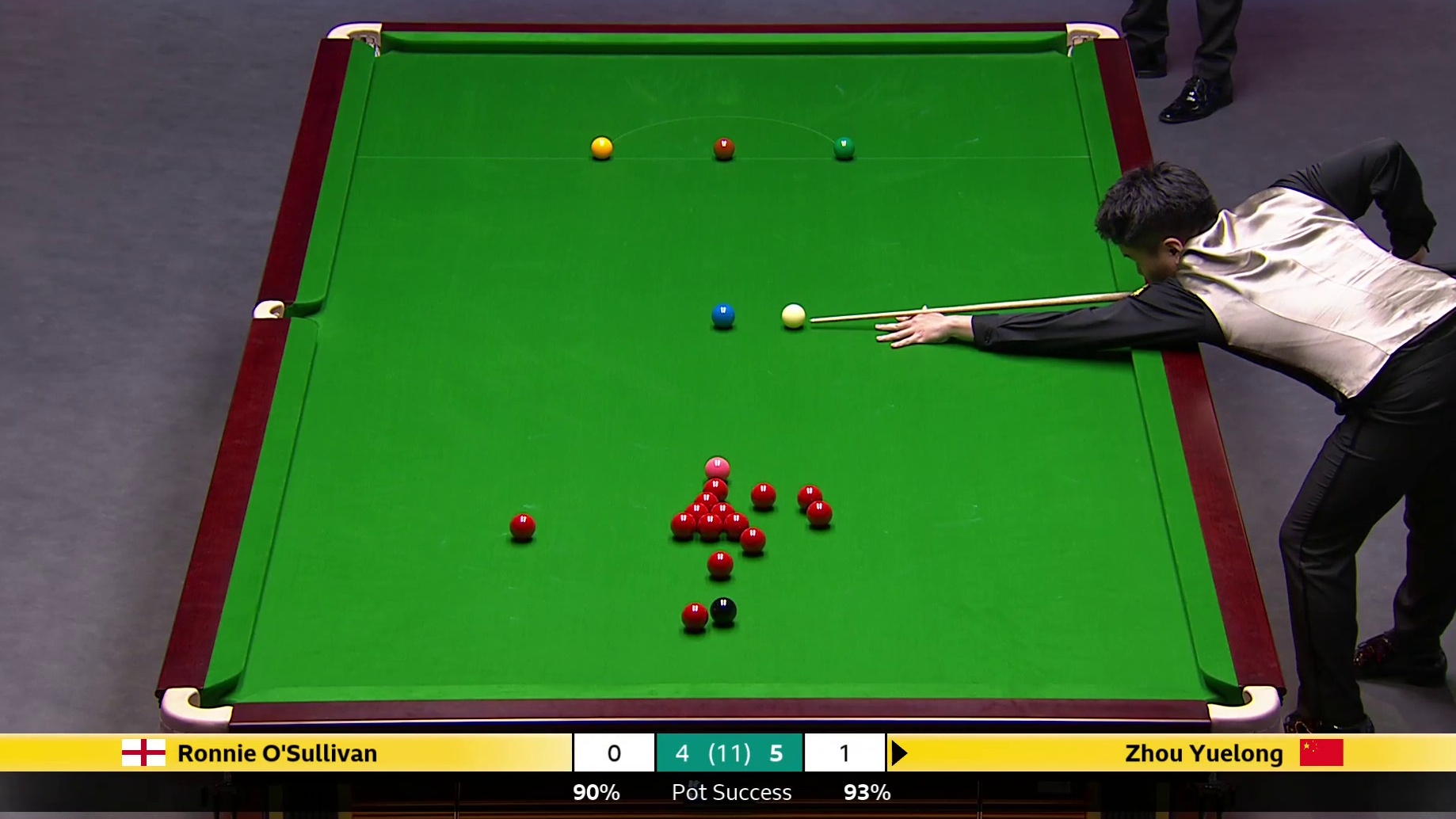 罗尼·奥沙利文VS周跃龙 2025斯诺克英国锦标赛正赛 第十局