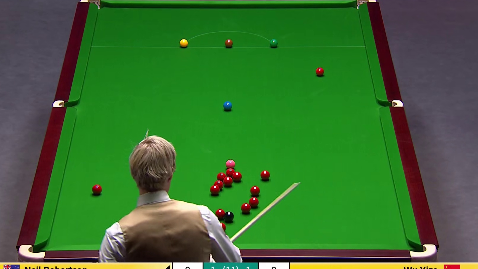 2025斯诺克英锦赛，16进8,吴宜泽VS罗伯逊， 第3局上！