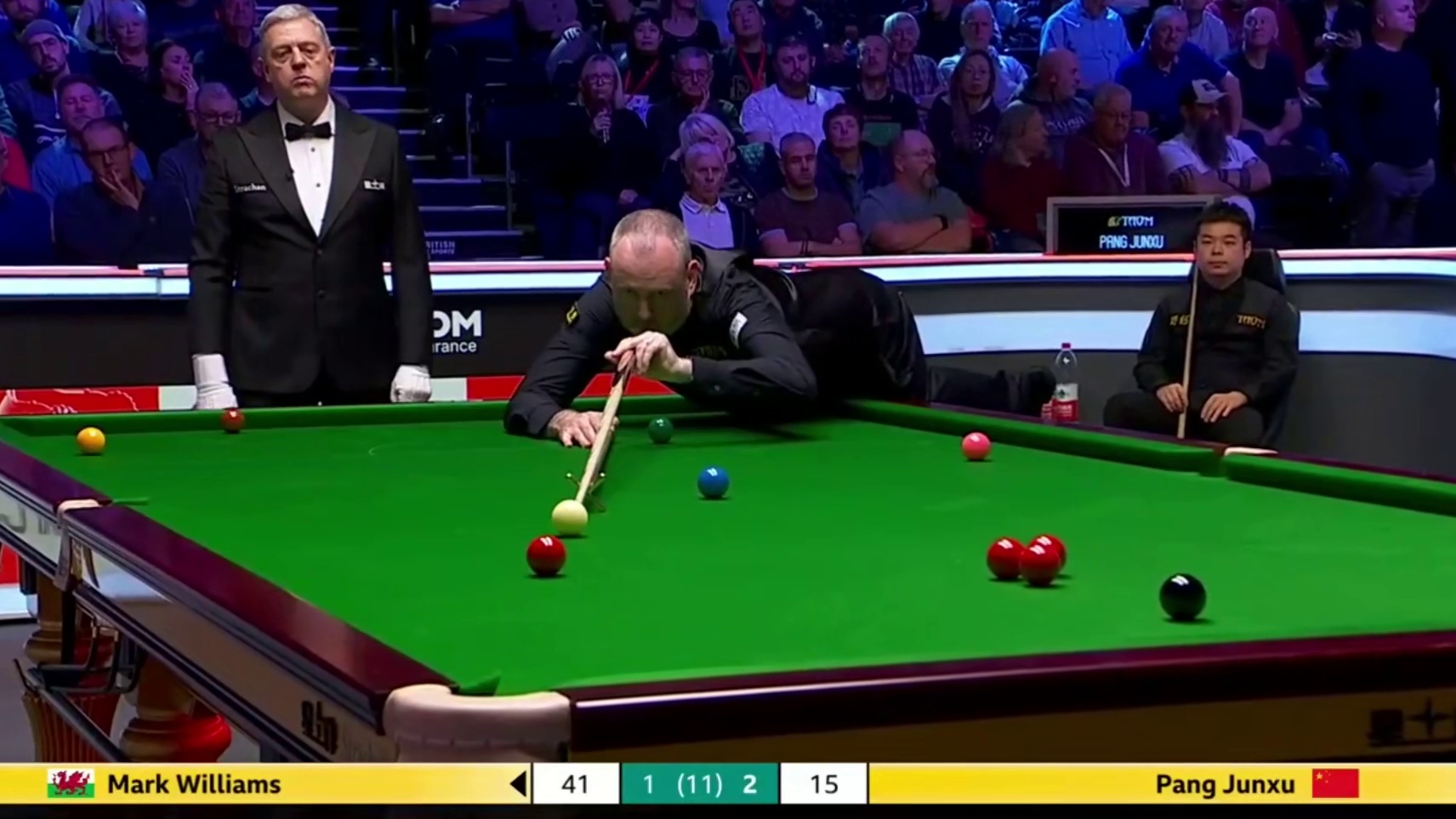 2025斯诺克英国锦标赛；威廉姆斯vs庞俊旭