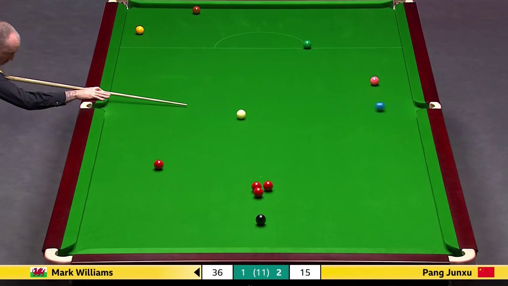 2025斯诺克英锦赛，16进8,庞俊旭VS马克威廉姆斯，第四局上