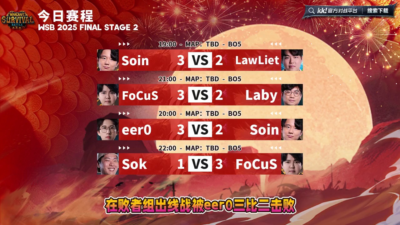 eer0，FoCuS晋级四强！ 12月3日韩国WSB魔兽争霸生存赛2025年度总决赛第3天双败赛战报