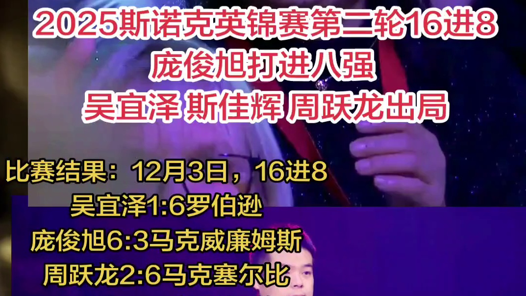 2025斯诺克英锦赛16进8！庞俊旭晋级八强！斯佳辉 周跃龙 吴宜泽出局！