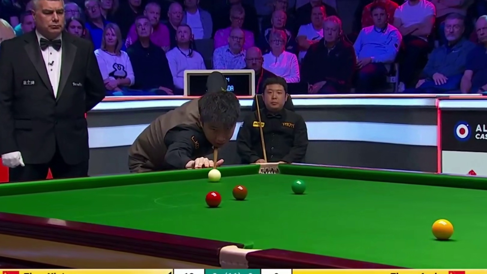 2025斯诺克英国锦标赛；张安达vs赵心童