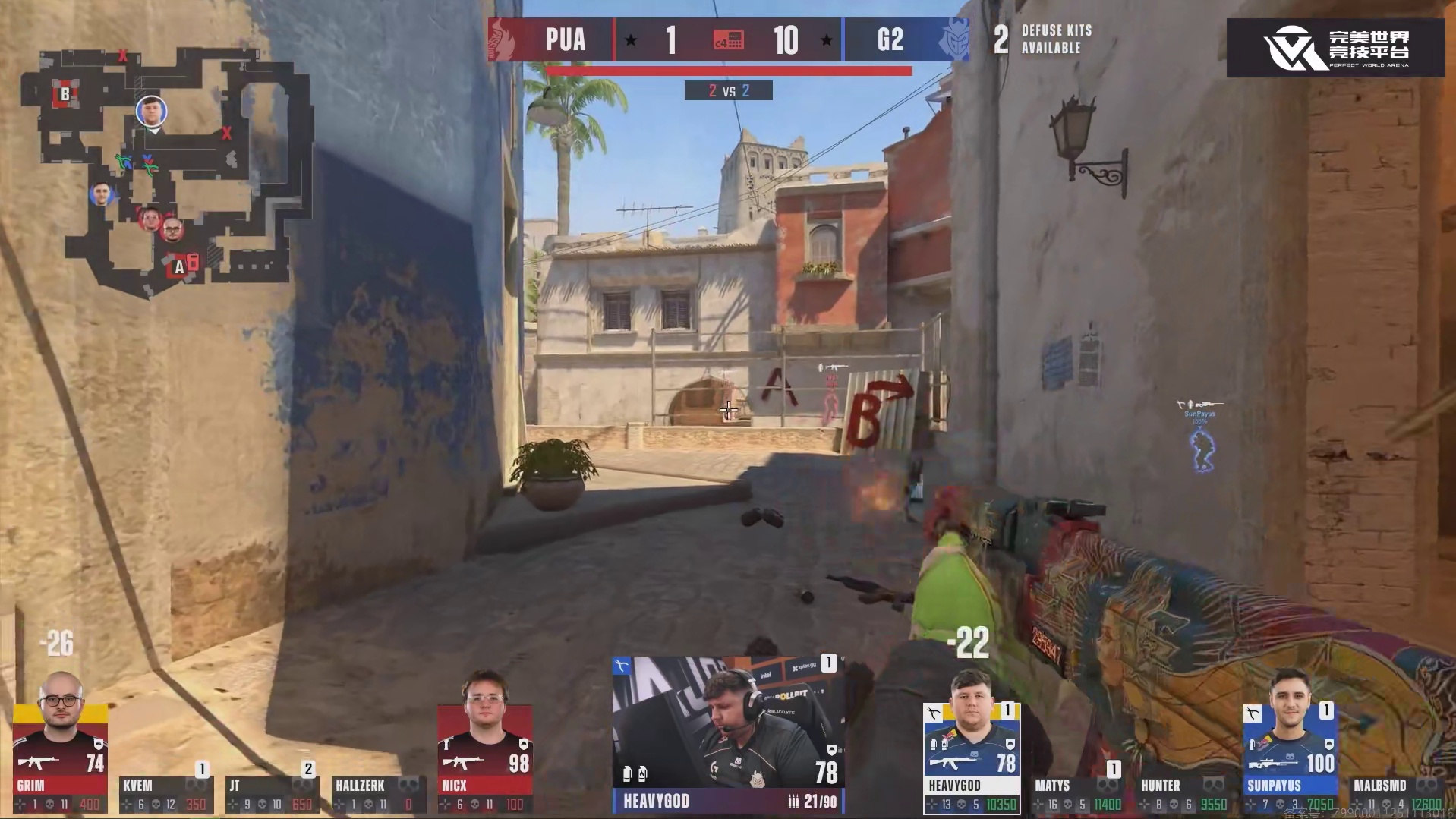 HeavyGod & SunPayus 残局2v2制胜，比分来到11-1！